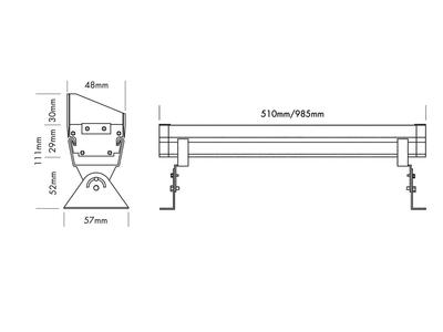 BAR SLIMLINE TRILED IP65 50cm mit Antiblendreflektor (*CC)