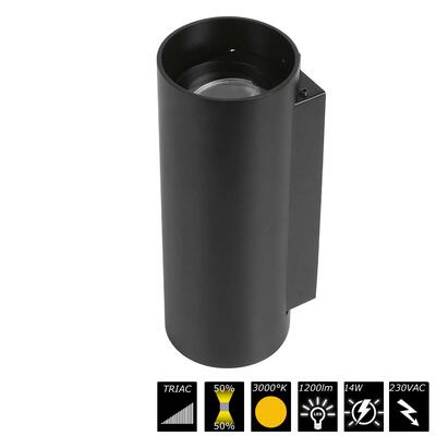 DRUM WALL IP UPDOWN, 2x6W, black, 230 VAC, 3000°K