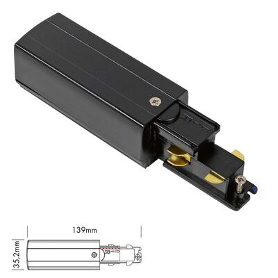 3 Fase DALI Track Power Connector - black right