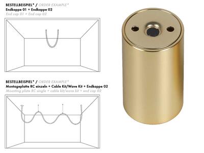 END CAP 02 MOUNTING ROTATABLE, OPAL SHAPE, gold