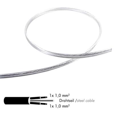 CABLE TRANSPARENT 2x 1,00mm² with steel cable per m