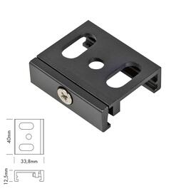 MOUNTING CLIP for 3-PHASES CURRENT RAIL, with slotted hole, aluminum, black