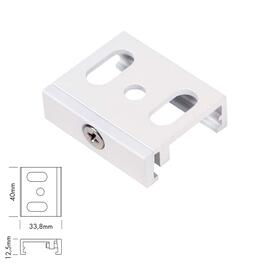 MOUNTING CLIP for 3-PHASES CURRENT RAIL, with slotted hole, aluminum, white