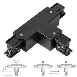 3 Fase Track T-Connector - black adjustable/left